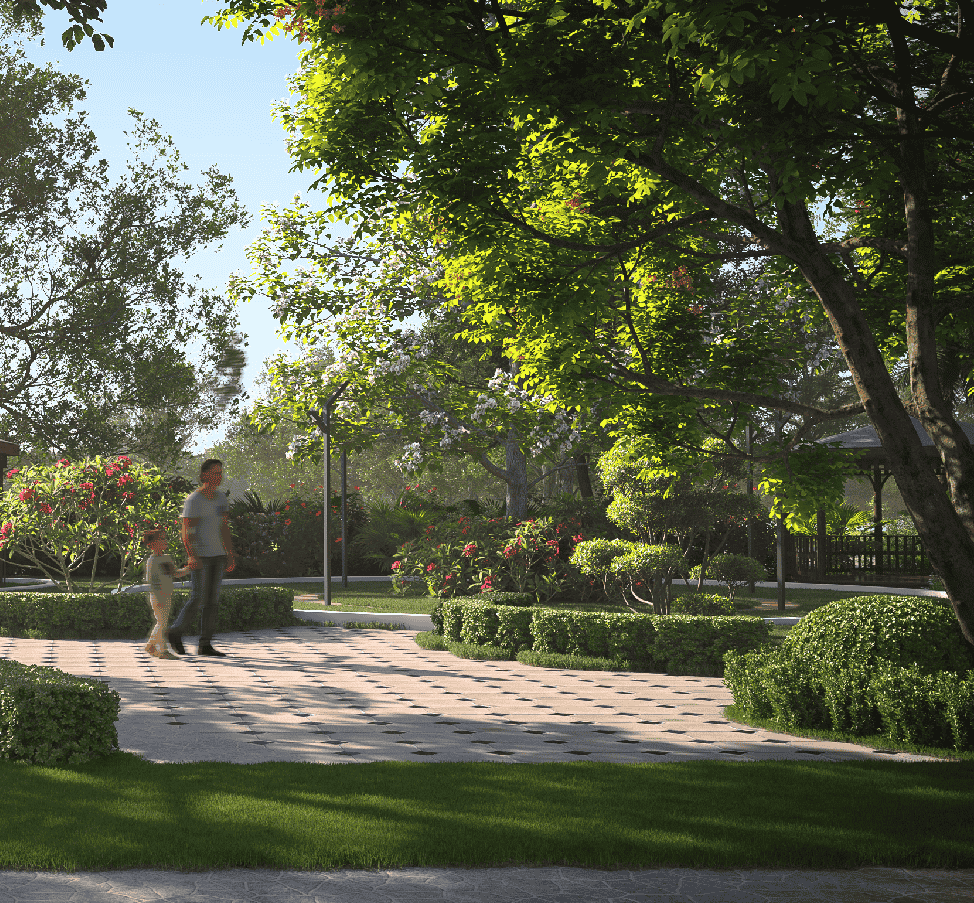 NeoCity Landscaped Garden Pathway