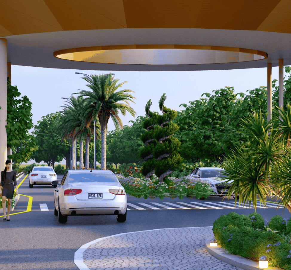 NeoCity Entrance Canopy Evening View